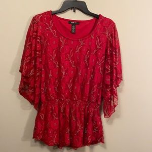 Style&co ladies L red dressy, lace top.